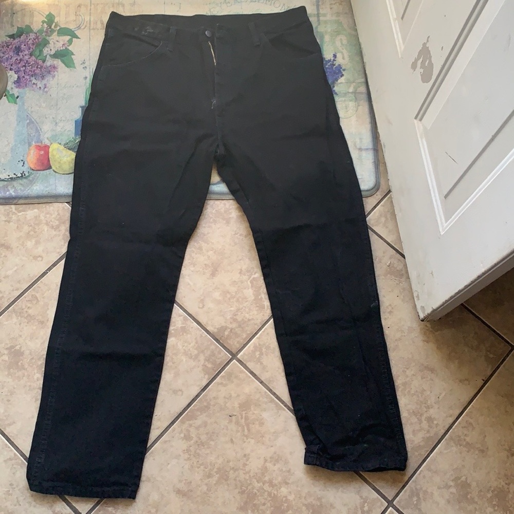 Men’s Rustler Black Jeans 38 X 30 100% Cotton